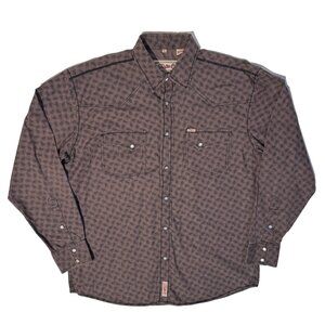 Rafter C Brown Paisley Western Pearl Snap Shirt XL Cowboy Rodeo Long Sleeve